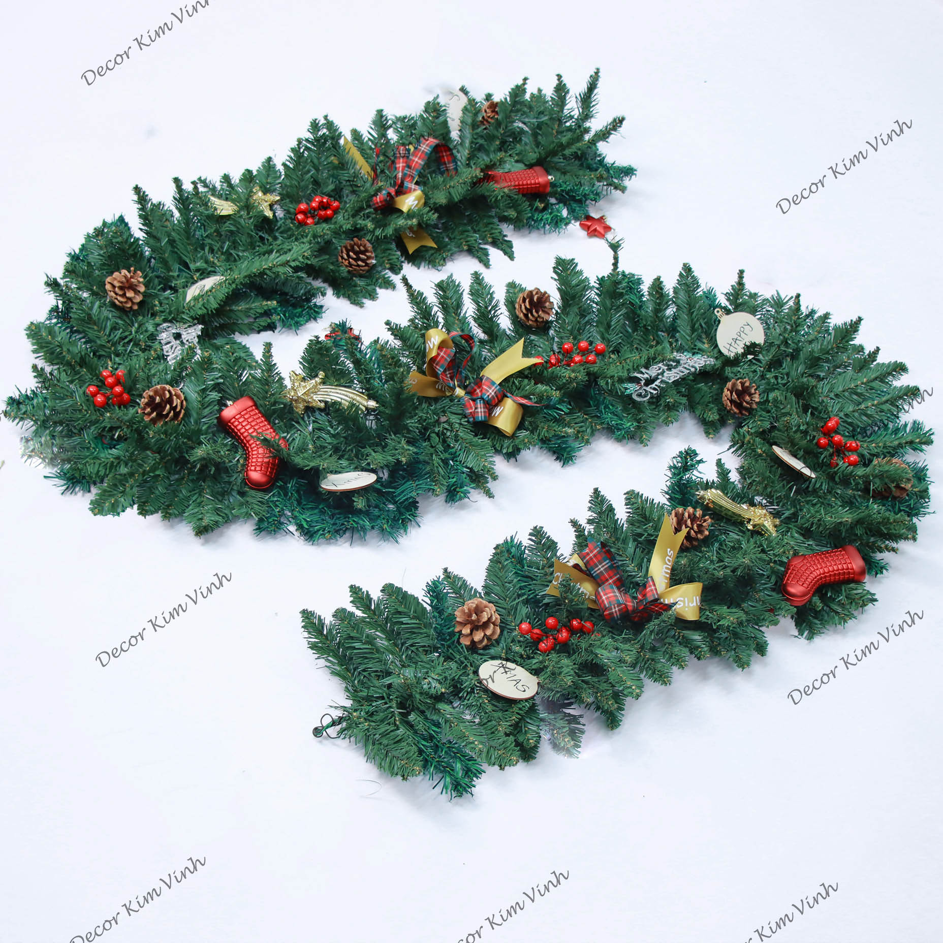 Dây Thông Lớn B7 Dây Thông 2.7m Nơ Merry Vàng Trang Trí Giáng Sinh