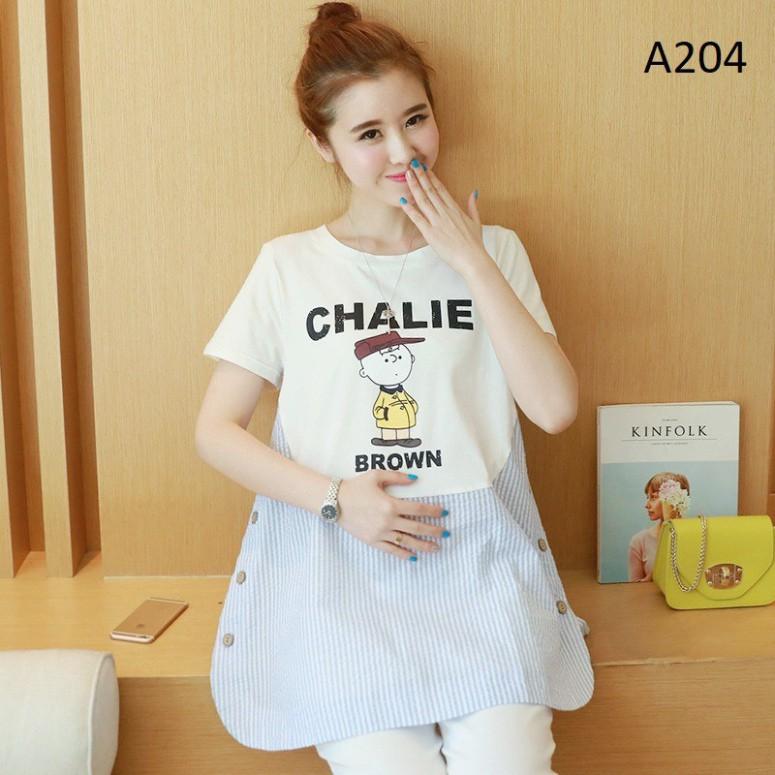 Bộ đồ ngắn mặc bầu thiết kế sang chảnh, chất liệu cao cấp A204 ( áo + quần