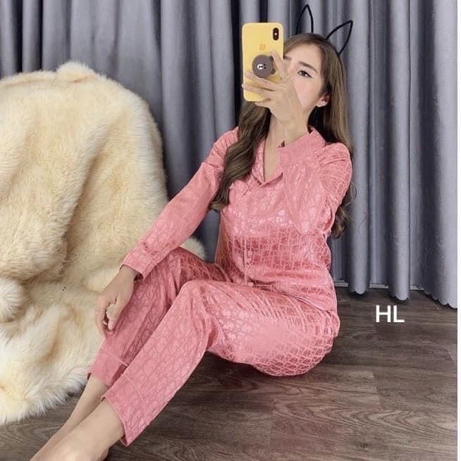 Bộ Pijama Chất Lụa Gấm Tay Dài- Quần Dài