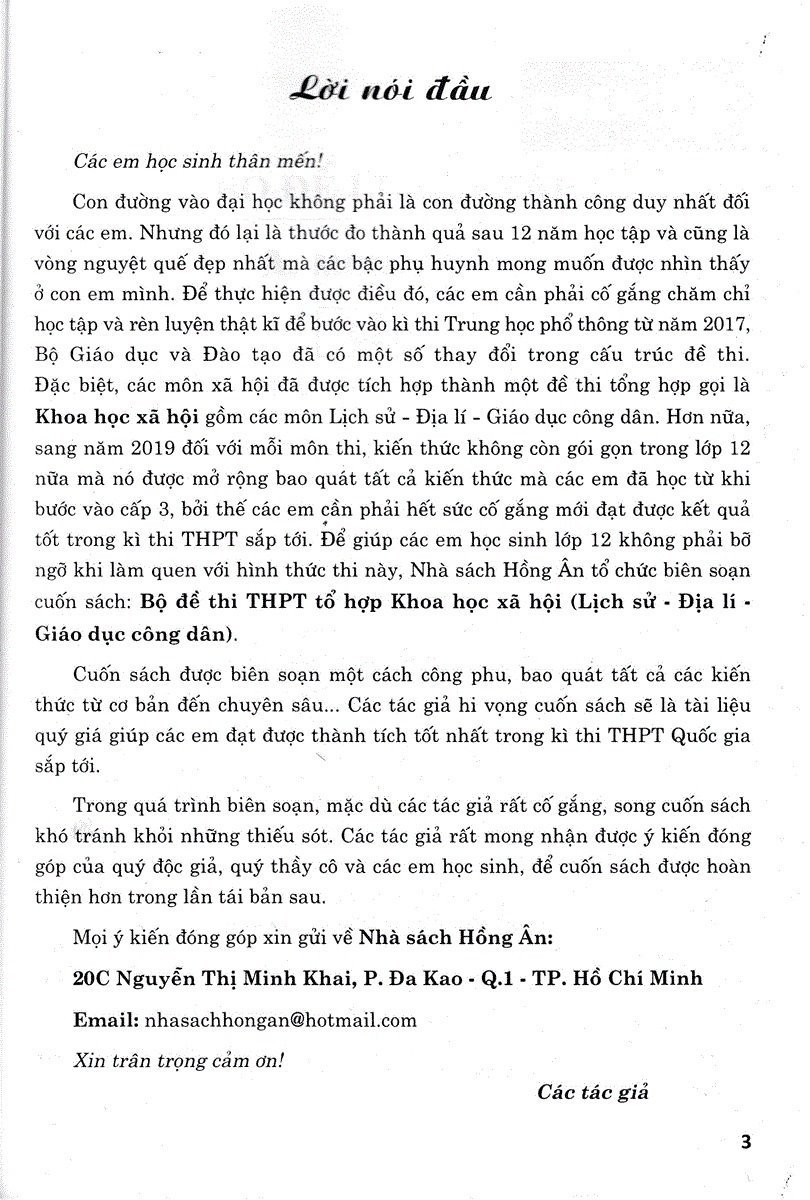 Bộ Đề Thi THPT Quốc Gia Khoa Học Xã Hội - Tổ Hợp Lịch Sử - Địa Lí - GDCD + Tặng Phiếu Trắc Nghiệm 40 Câu - HA