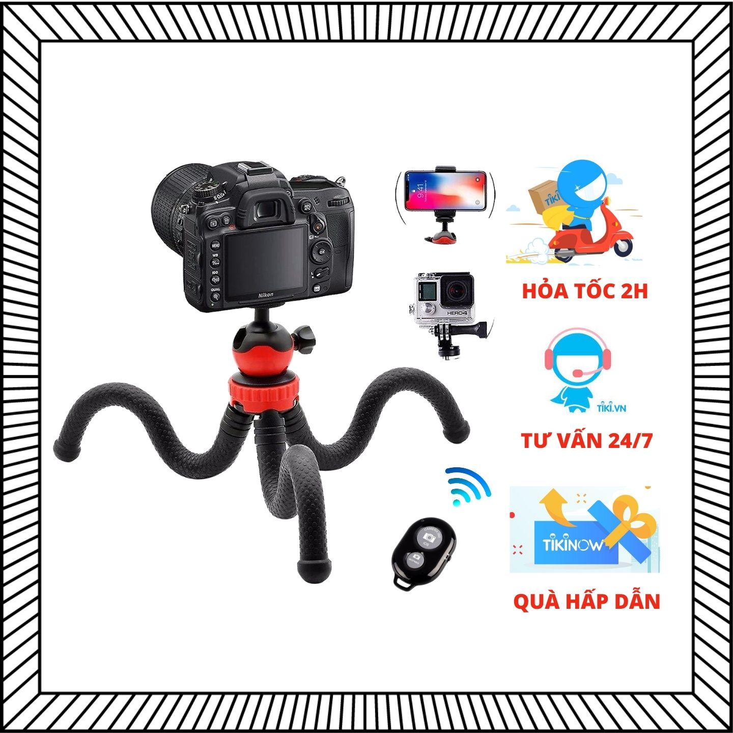 Giá đỡ điện thoại/máy ảnh Selfiecom MT04 dạng tripod 3 chân bạch tuộc uốn dẻo - Hàng chính hãng