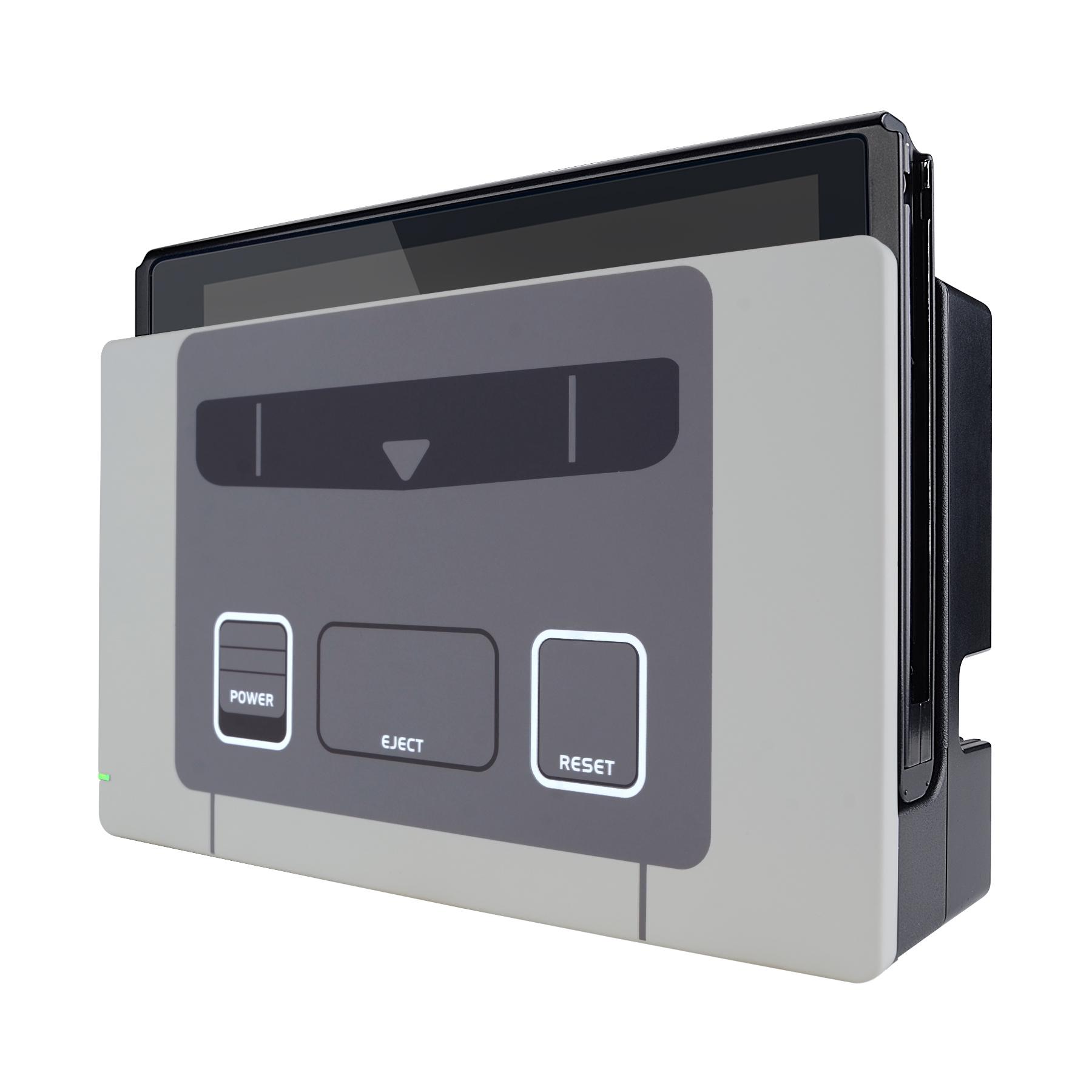 EXtremeRate SFC SNES Tấm mặt tùy chỉnh theo phong cách Châu Âu cổ điển, Báng cảm ứng mềm Vỏ vỏ thay thế tự làm cho Nintendo Switch Dock Màu sắc: SFC SNES Classic EU