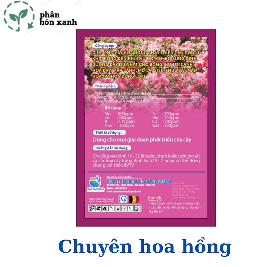 Phân Bón cho HOA HỒNG, kích hoa, đâm chồi, kích bật mầm hoa, dưỡng hoa, mập cành, mập nụ, lâu tàn, gói 50g
