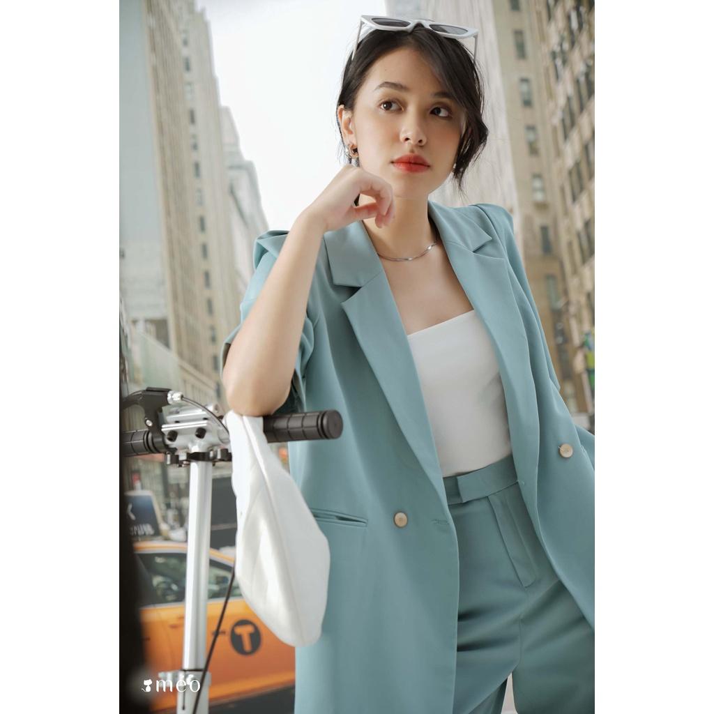 Áo blazer nữ Méo shop cộc tay có túi nắp Posh