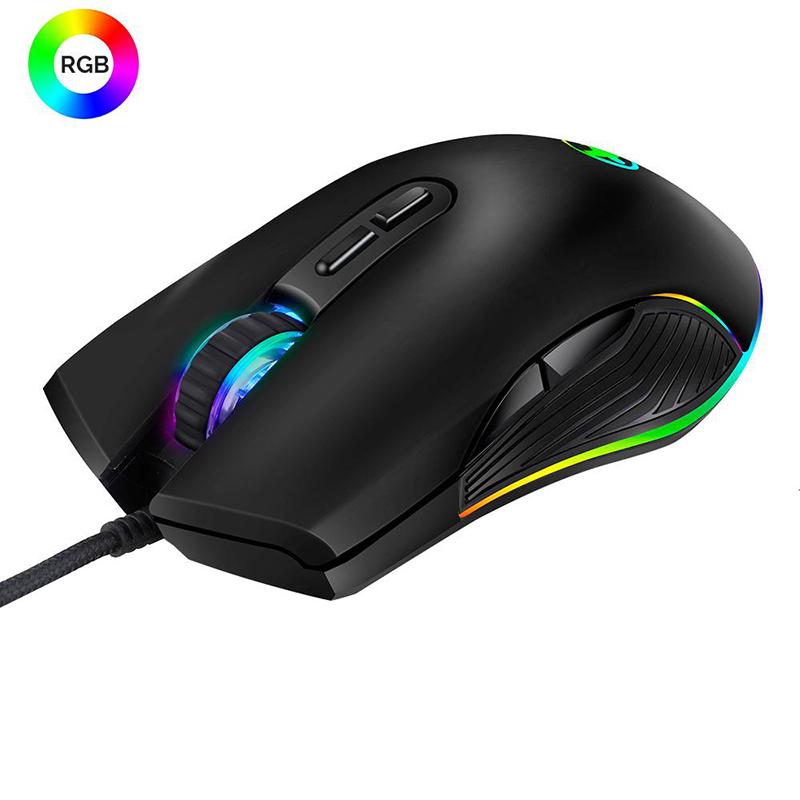 Sữa ong chúa Lược USB Loại C Chuột 3200 DPI USB C Chuột Chơi Game Máy Tính Wried Chuột Quang cho chơi Game RGB 4 Đèn Nền Đèn LED