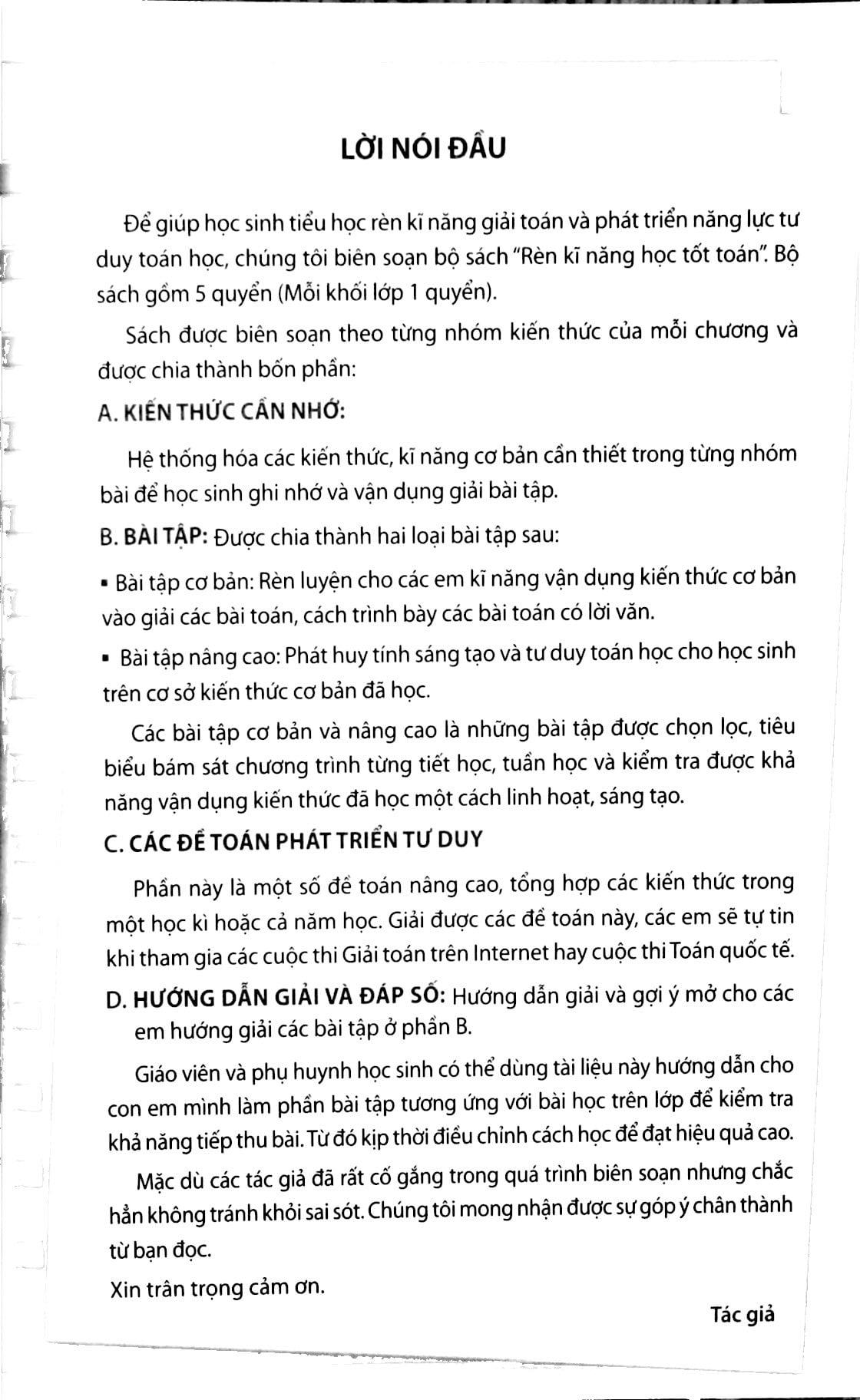 Rèn Kĩ Năng Học Tốt Toán 3 - Hỗ Trợ Phát Triển Năng Lực Giải Toán (Tái Bản)