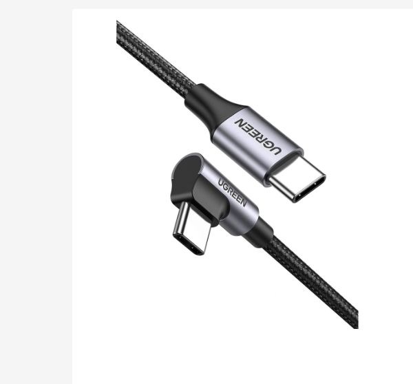 Cáp USB type C ra Ligh tnings bọc nhôm chống nhiễu màu đen US305 ugreen 60764 1.5m MFI đầu light nings bẻ 90 độ - Hàng chính hãng
