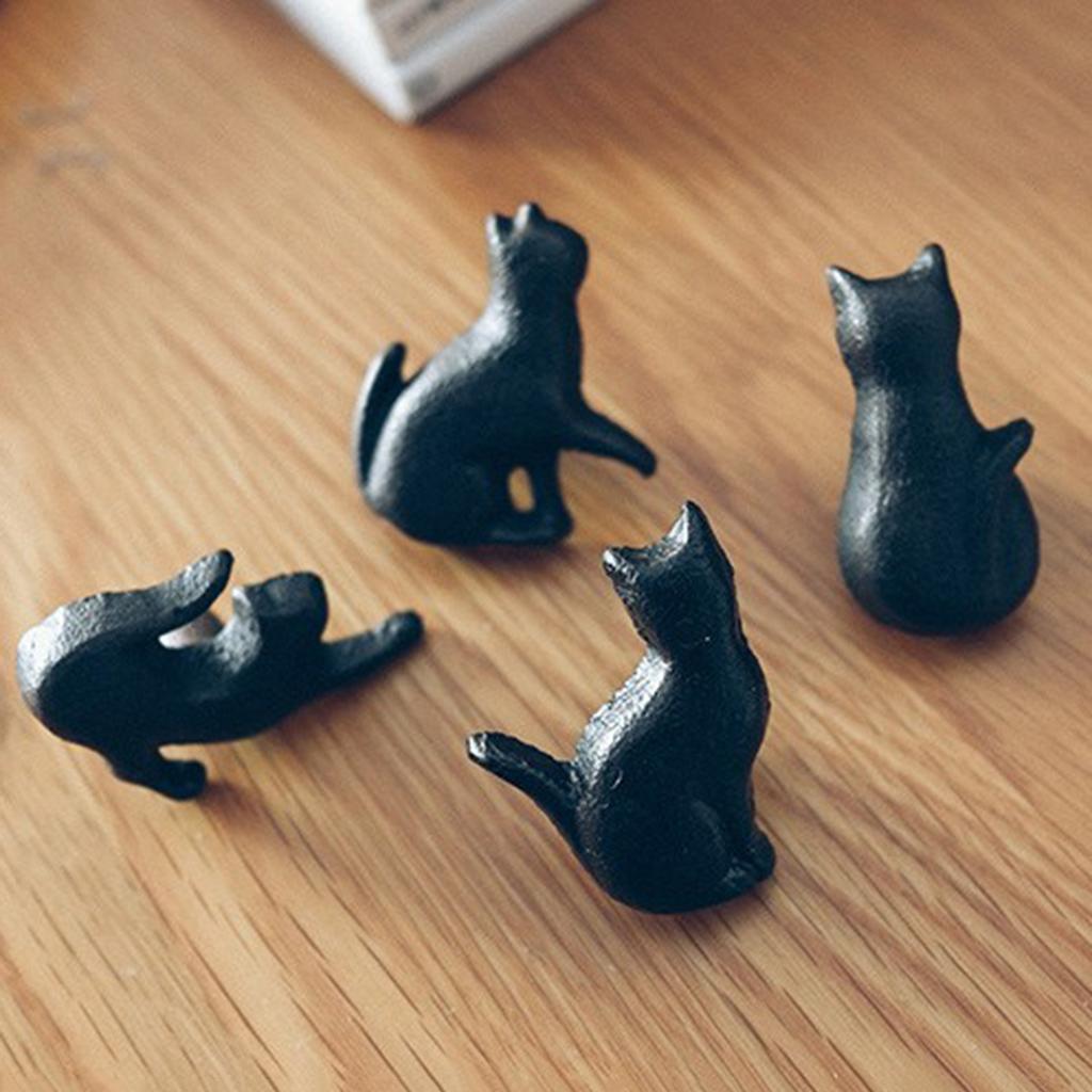 4pcs Retro Cat Design Furniture Door Knob Cast Iron Wardrobe Drawer Pulls