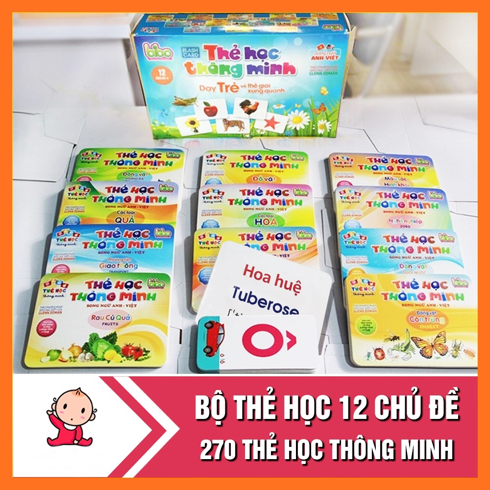 Bộ Thẻ Học Thông Minh - 12 Chủ Đề Song Ngữ Anh - Việt Cho Bé - Đồ chơi giáo dục