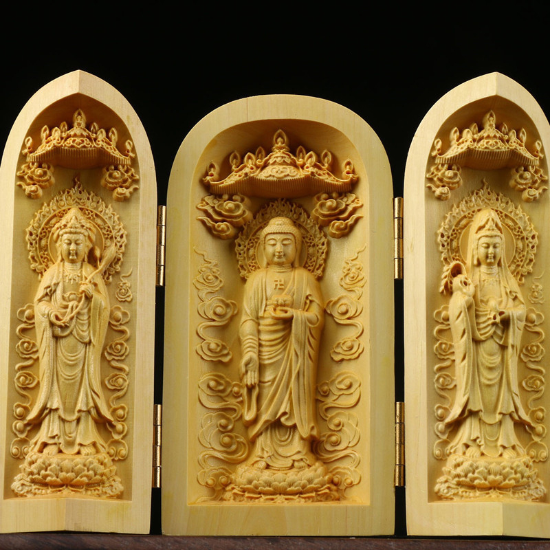 Bộ 3 Tượng Phật Quan Âm, Tượng Phật Gỗ Tây Phương Tam Thánh, Bộ 3 Tượng Phật Như Lai, Bộ 3 Ông Phúc Lộc Thọ Cao Cấp Gấp Gọn - Gia Công Tinh Xảo