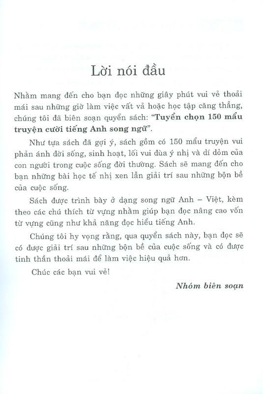 Sách Tuyển Chọn 150 Mẩu Chuyện Cười Tiếng Anh Song Ngữ