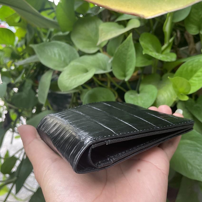 Bóp Da Cá Sấu Ví Nam Cá Sấu Phần Bụng Cao Cấp Giá Rẻ Màu Đen ST25 Full Hộp