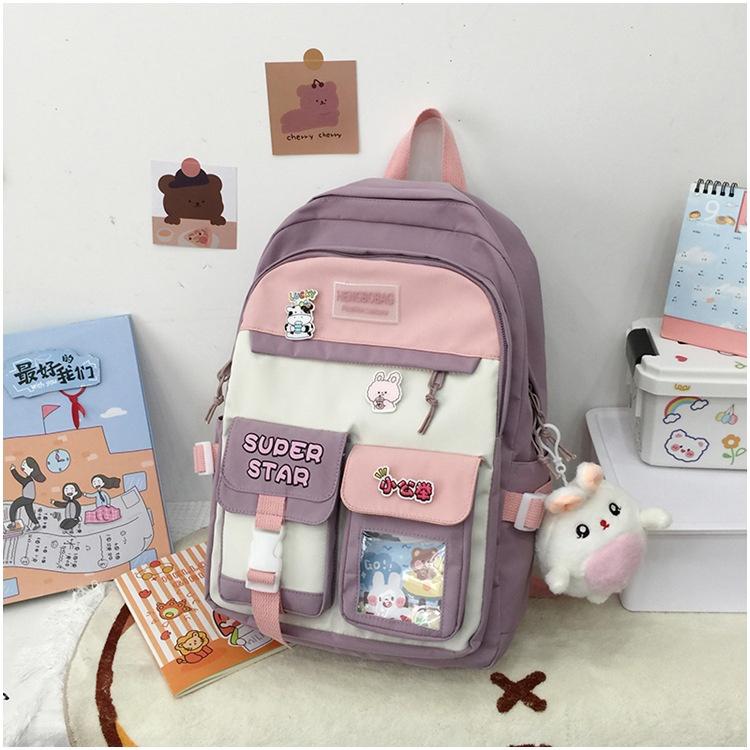 Balo ulzzang nam nữ đi học nhiều ngăn phối màu BAG U PHOI3N