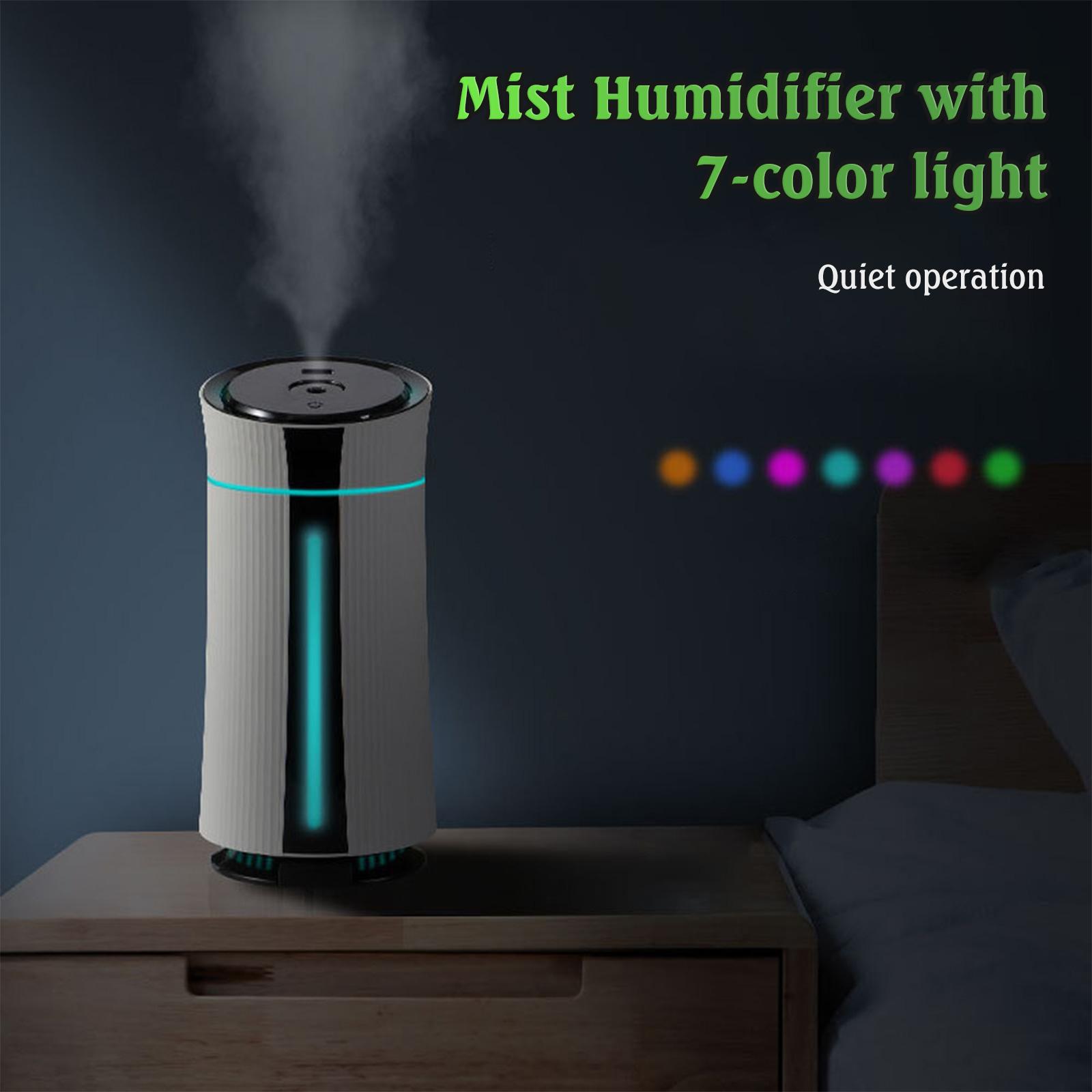 Máy tạo độ ẩm không khí dạng phun sương trong nhà di dộng với ánh sáng LED 7 màu 3 chế độ điều chỉnh