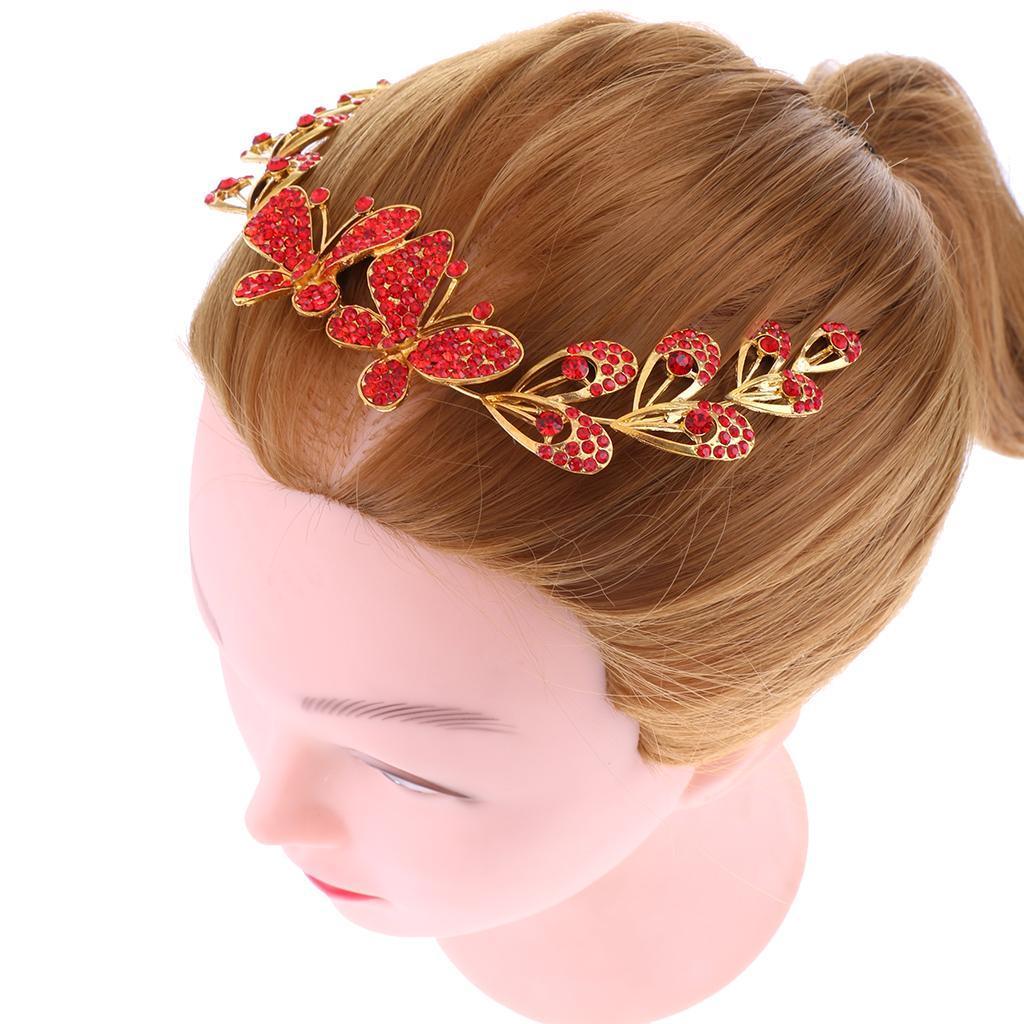 Elegant Wedding Crystal Butterfly Crown Tiara Headband Hair Accessories