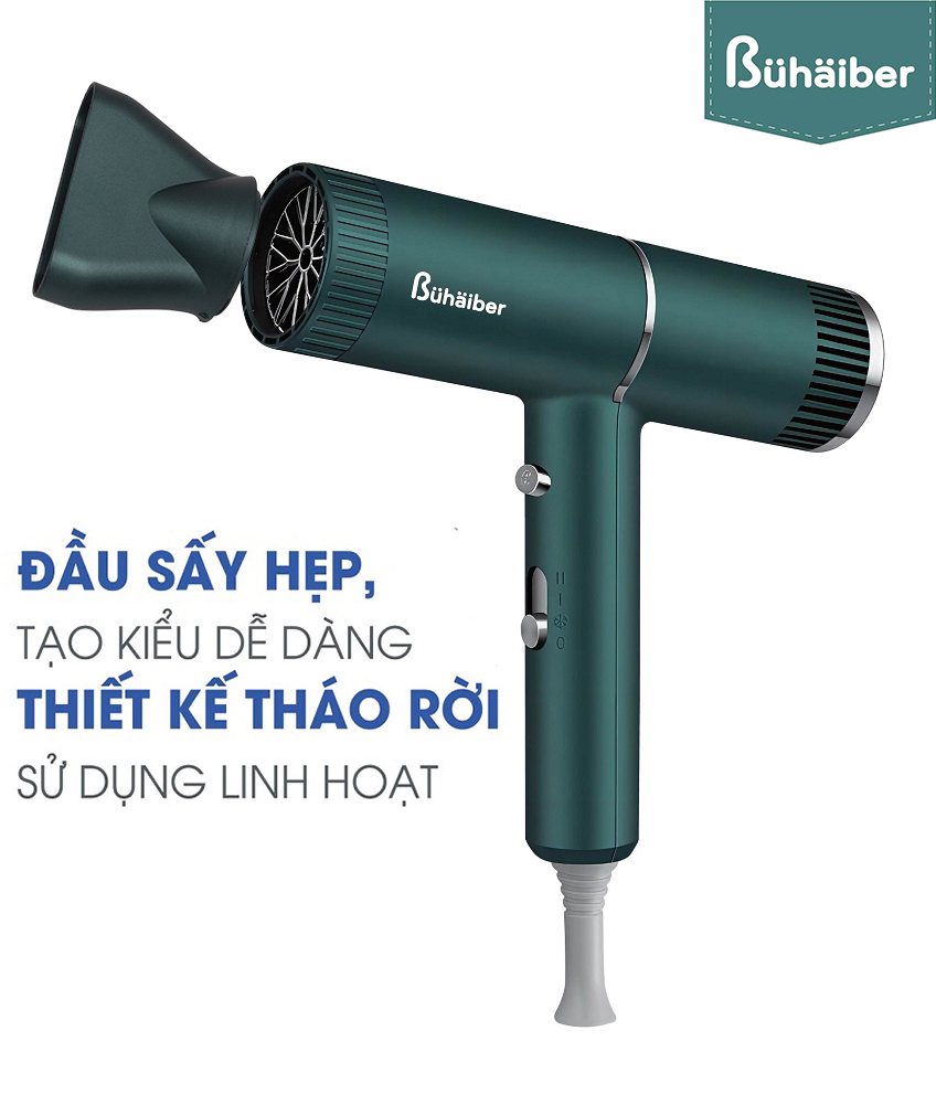 Máy Sấy Tóc Cao Cấp BÜHÄIBER BNP-997, Máy Tạo Kiểu Tóc Salon, chế độ sấy tạo ion âm, tạo ta tia UV diệt khuẩn - Hàng Chính Hãng