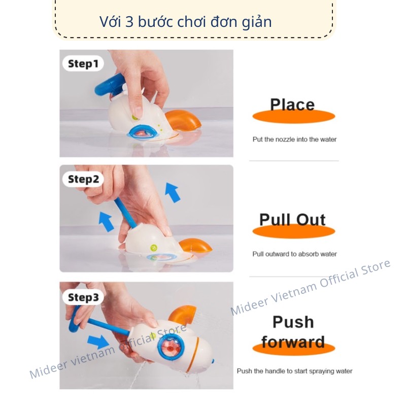 Đồ chơi nhà tắm phun nước cho bé Mideer Pulling Type Water Gun cho bé 1 2 3 tuổi