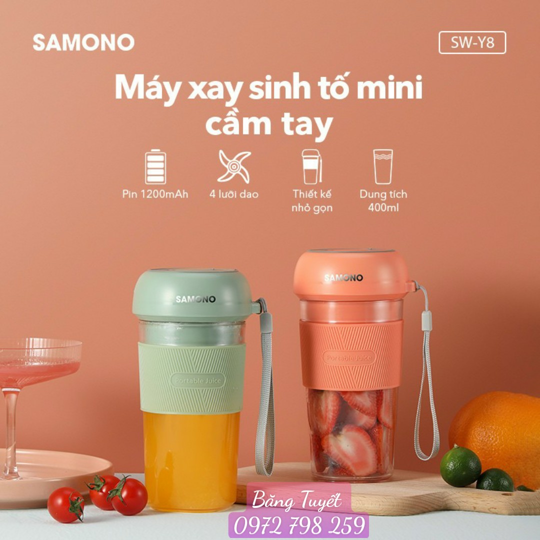 MÁY XAY SINH TỐ MINI CẦM TAY SAMONO SW-Y8 400ML MÀU SẮC TRẺ TRUNG HIỆN ĐẠI