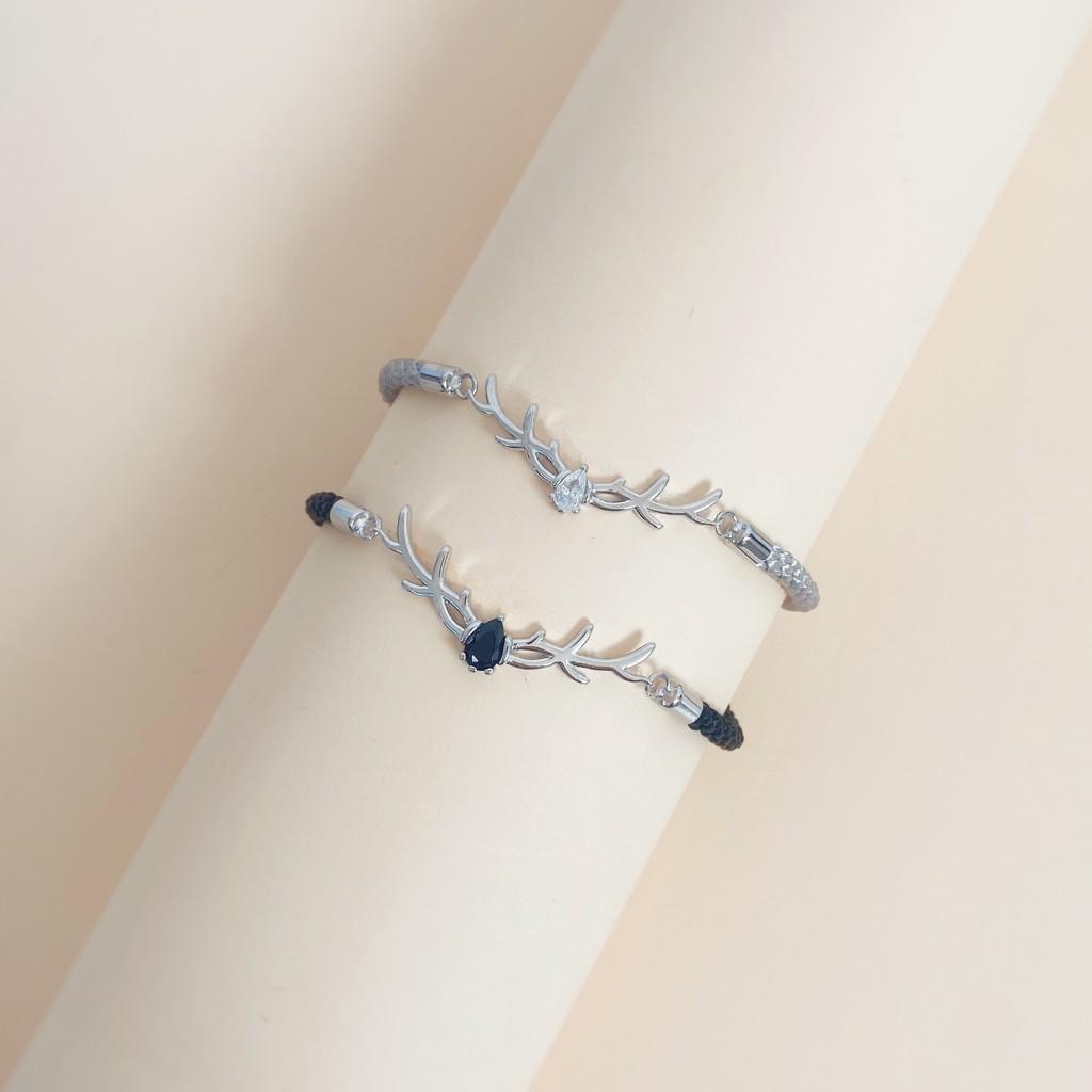 Lắc Tay Đôi Bạc Blue Peach Sừng Hươu LTD022