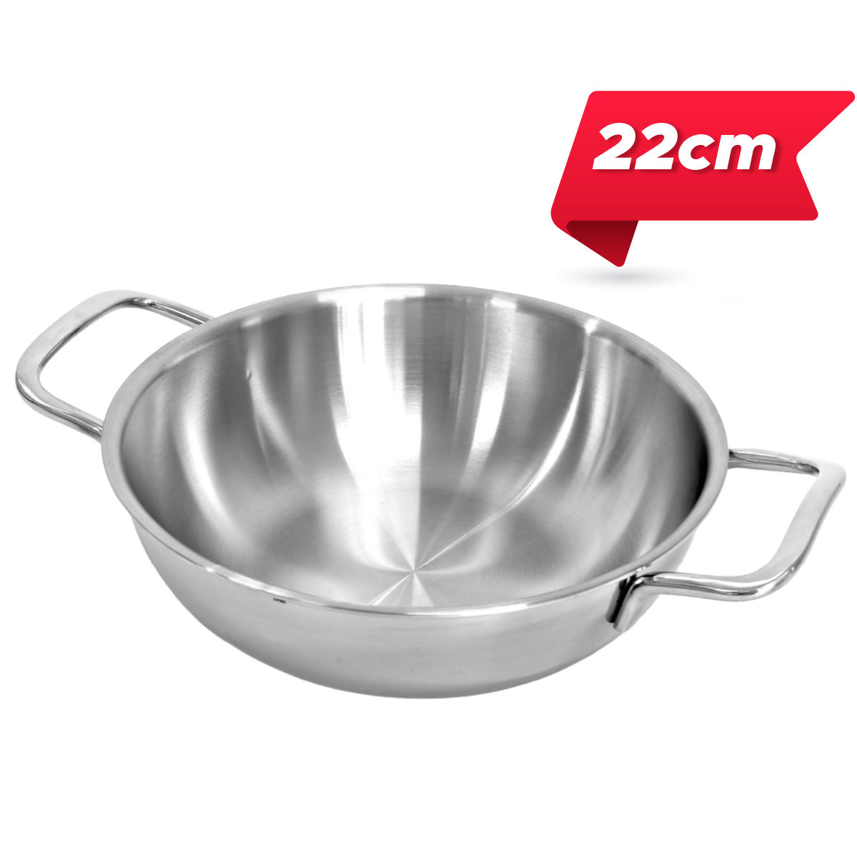 Nồi lẩu Inox 304 đúc liền 3 lớp 2 quai Hàn Quốc Uni-Clad size 22cm/ 26cm vung kính