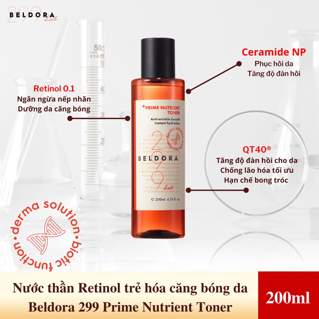 Nước Thần Retinol Giúp Căng Bóng, Trẻ Hoá Da BELDORA 299 Prime Nutrient Toner200ml