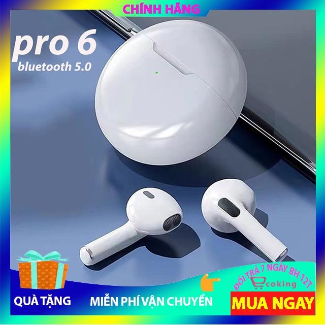 tai nghe nhét tai pro 6 bản cao cấp ECOKING{ MUA 1 TẶNG 1 TAI NGHE DÂY} kết nối bluetooth 5.0 ẩm thanh nổi chân thực có