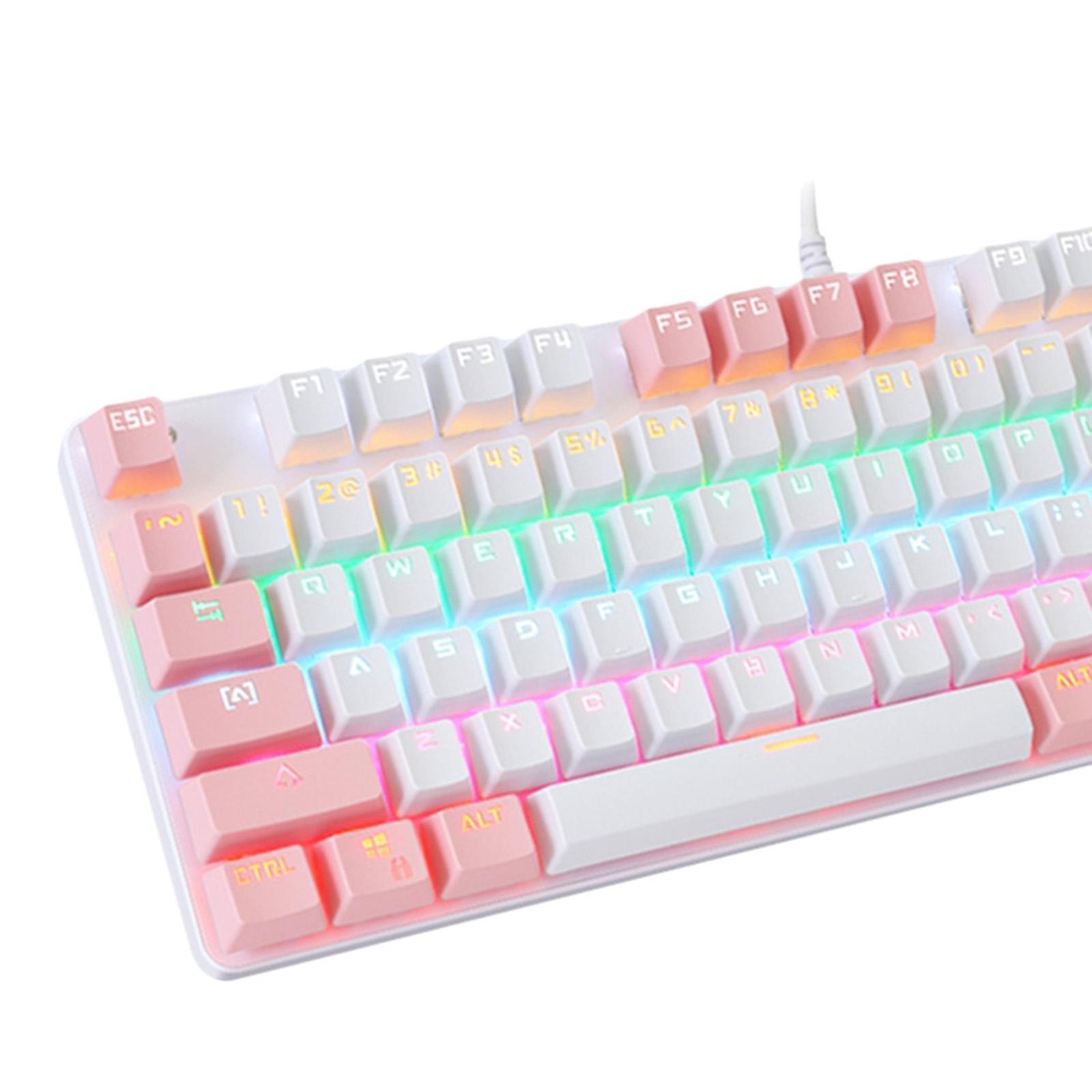 Computer Desktop Wired Gaming Keyboard 87 Keys Layout for Work Pink