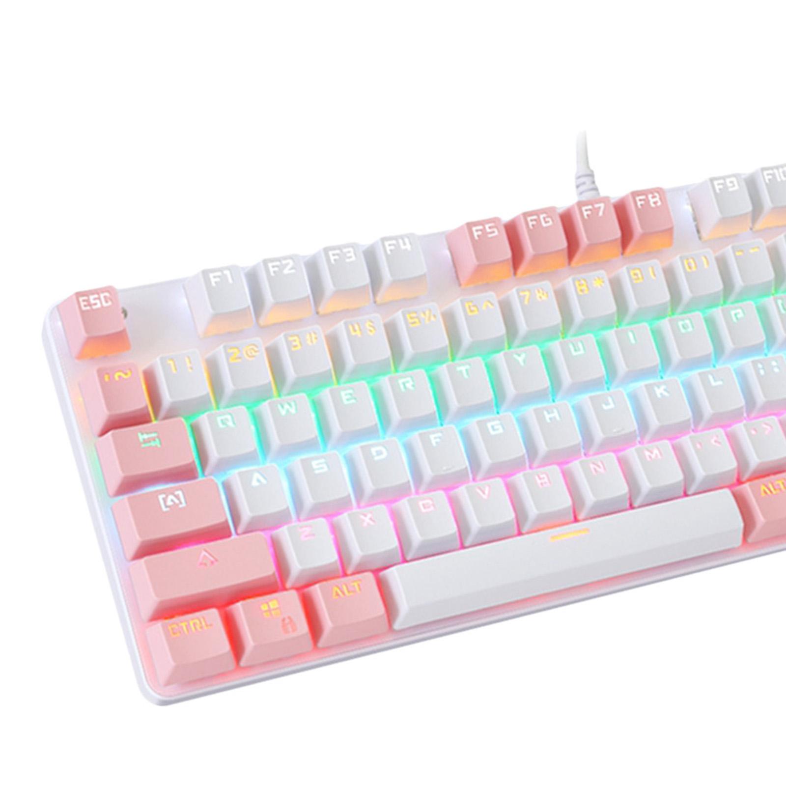 Computer Desktop Wired Gaming Keyboard 87 Keys Layout for +Pink