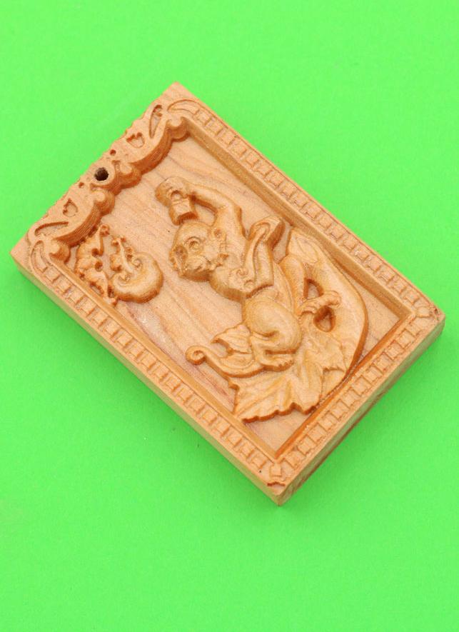 Mặt gỗ ngọc am - 12 con giáp - khắc hình tuổi Thân MGCG7