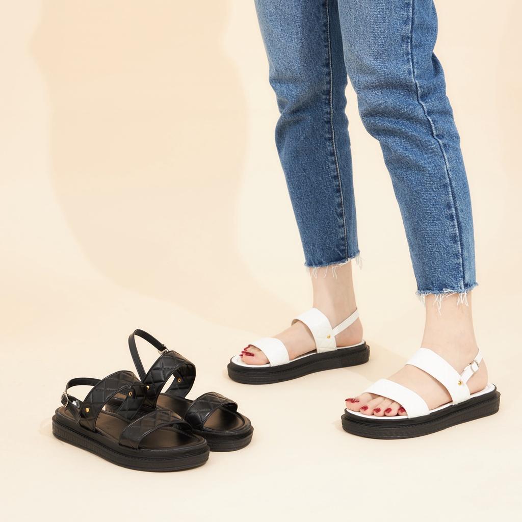 Giày Sandal Nữ MWC 2967 - Giày Sandal Quai Kép Bản To Đế Cao Dập Chỉ Nổi Thời Trang