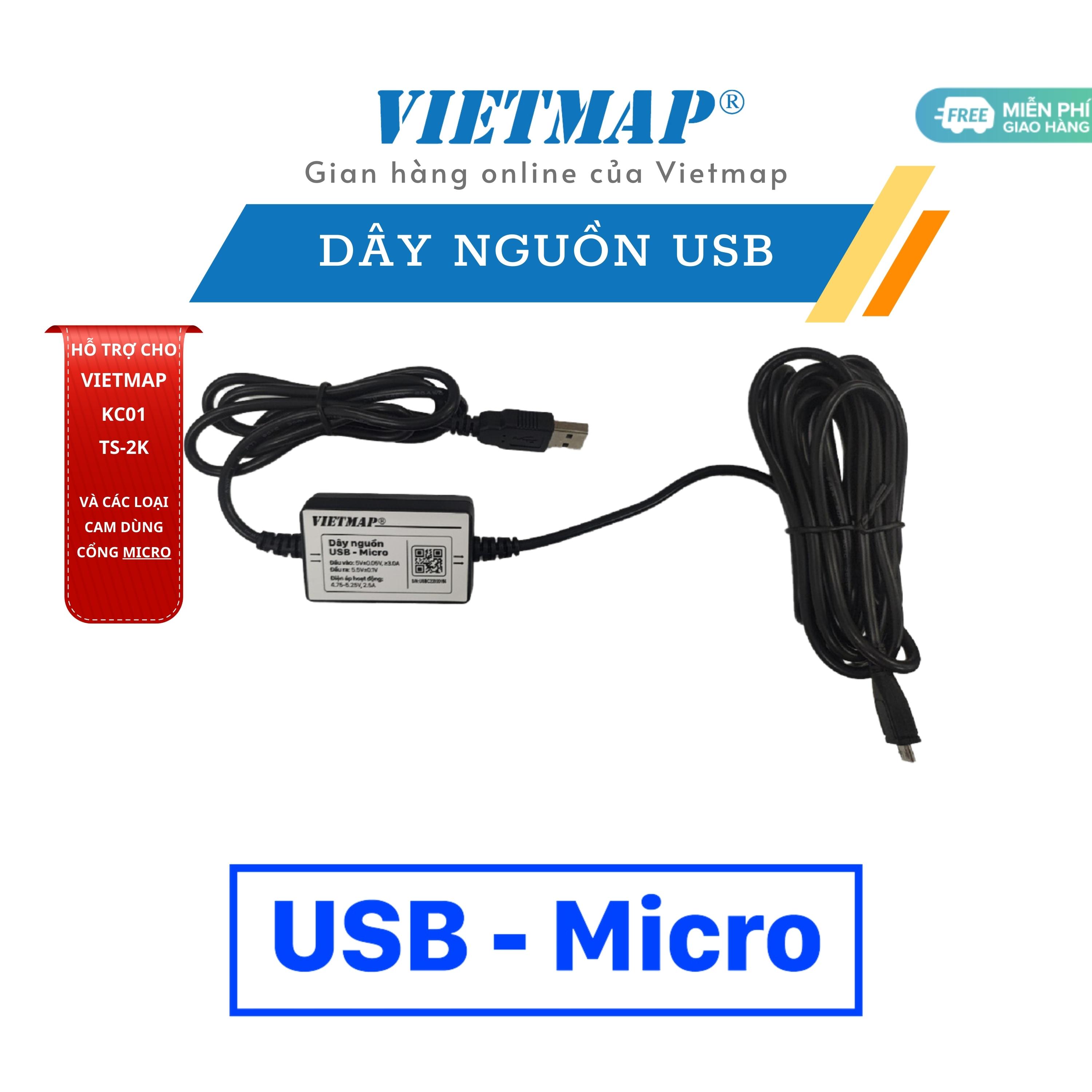Bộ dây sạc USB cho camera hành trình Vietmap - Hàng Chính Hãng