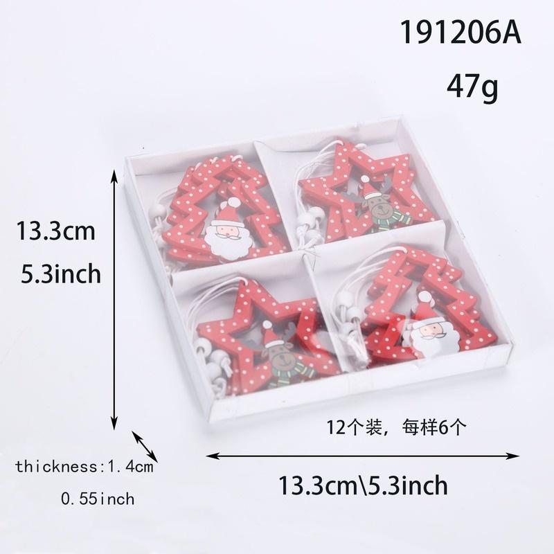 Bộ 12 ngôi sao gỗ trang trí cây thông giáng sinh