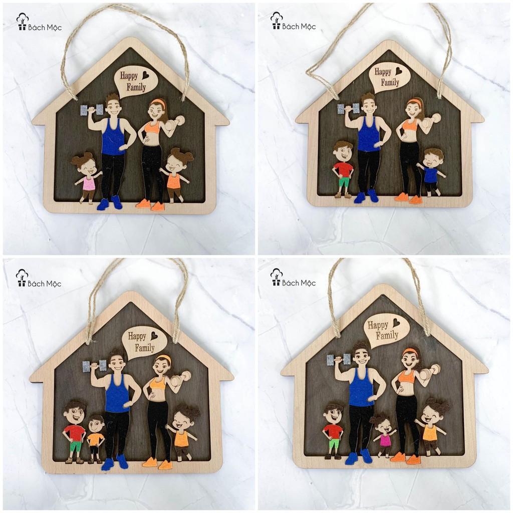 Bảng gỗ decor, bảng gỗ trang trí gia đình Happy Family (bảng gỗ trang trí