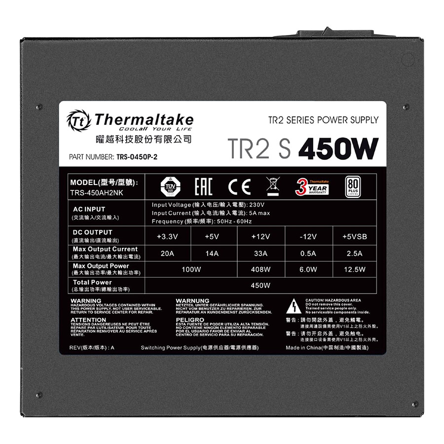 Nguồn Máy Tính PSU Thermaltake TR2 S 450W White PS-TRS-0450NPCWEU-2 120mm - Hàng Chính Hãng