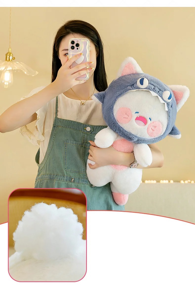 Gấu bông mèo Dudu đội nón cá đáng yêu - Size từ 35cm đến 80cm - Quà tặng thú bông hoạt hình dudu mặt cười, nón cởi ra được