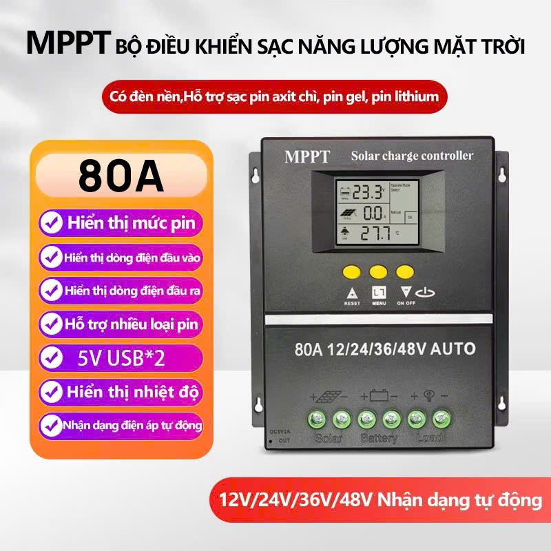 Bộ Sạc MPPT 80A 12V-48V – Bộ Điều Khiển Năng Lượng Mặt Trời Thông Minh, Dành Cho Hệ Solar Gia Đình, đèn trang trí
