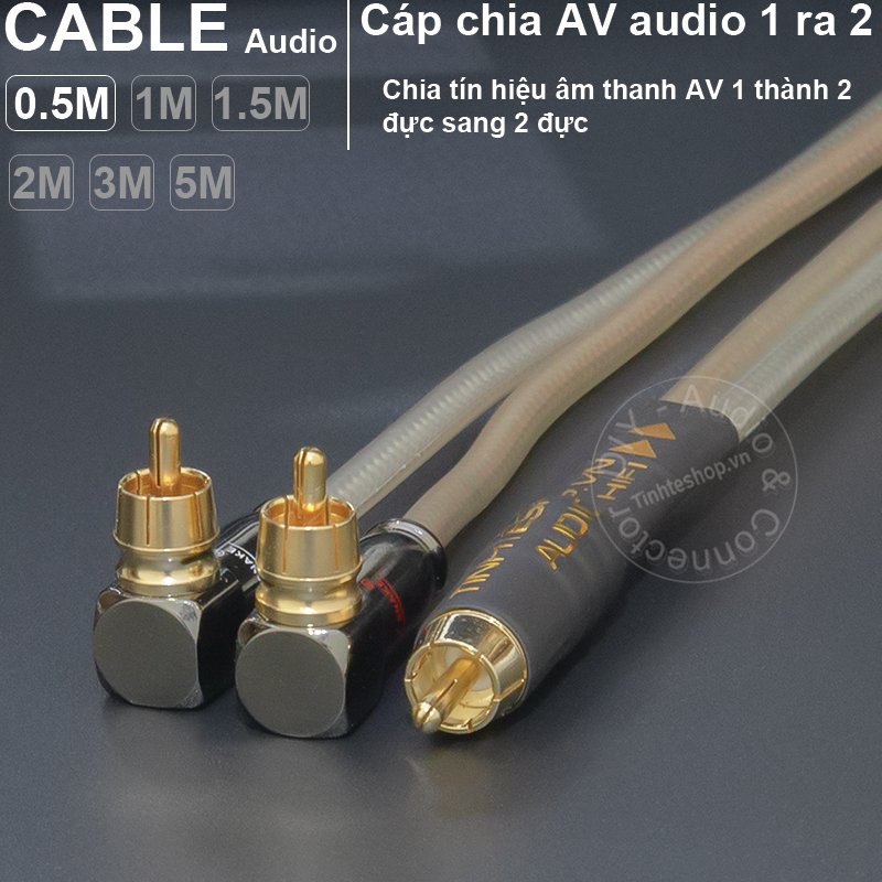 Dây chia Sub sang loa DIY 0.5 đến 5 mét - 1 male to 2 male AV splitter cable