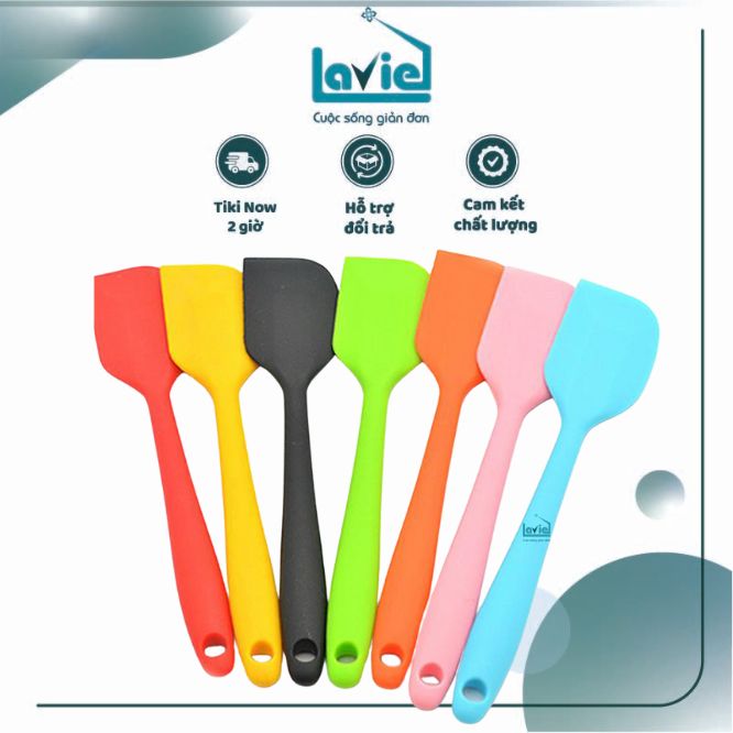 Spatula - Phới Dẹt Trộn Vét Bột Bằng Silicon Đúc Nguyên Khối Màu Ngẫu Nhiên 21cm