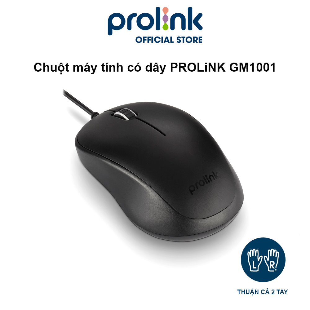 Chuột máy tính có dây PROLiNK GM1001 giá rẻ, kiểu dáng nhỏ gọn, độ nhạy cao dành cho PC, Laptop - Hàng chính hãng