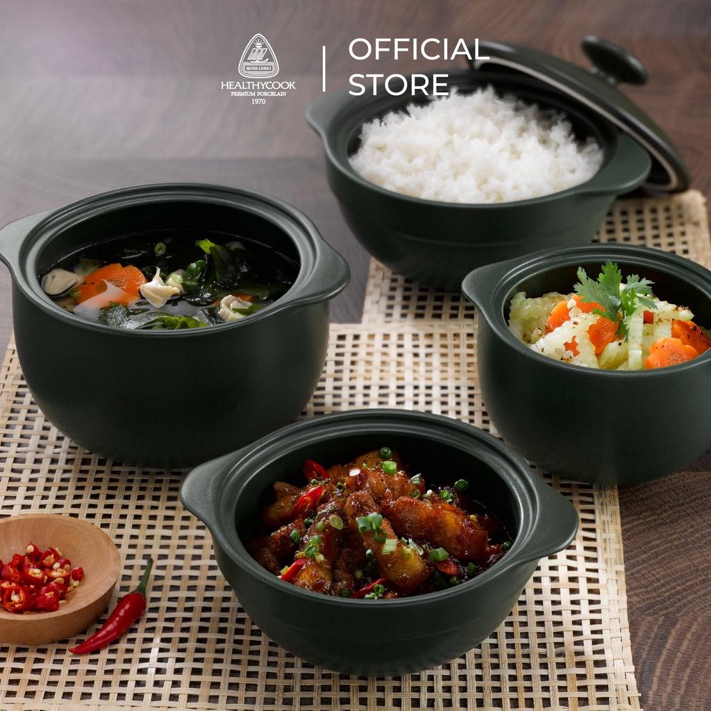 NồI Sứ Dưỡng Sinh Minh Long Healthy Cook Vesta 1.2 L - Dùng cho Bếp Gas, Bếp Hồng Ngoại