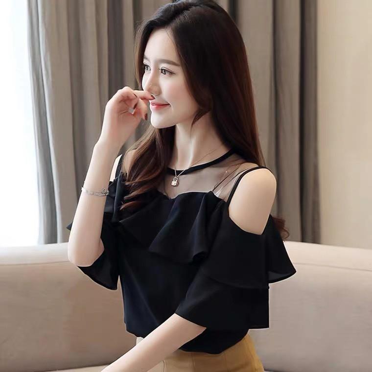 Áo phối lưới vai tay lỡ