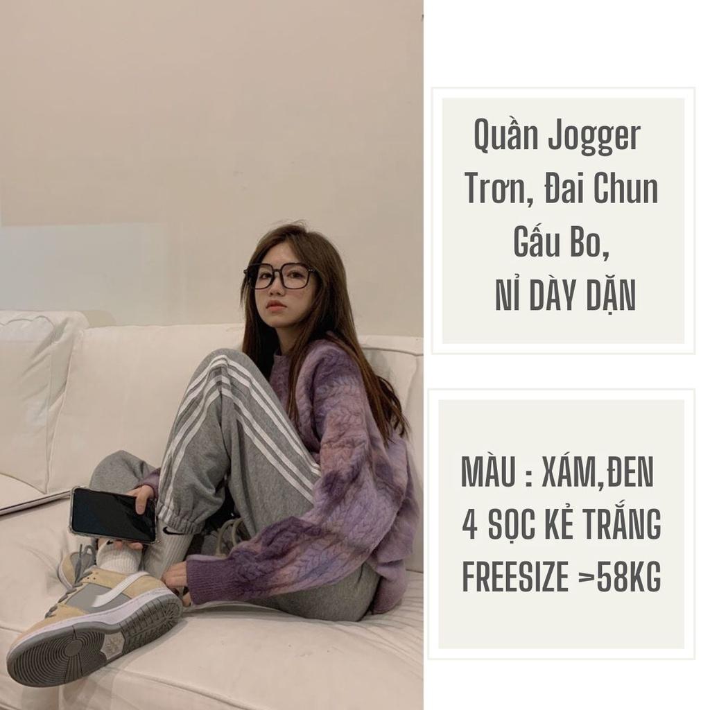 Quần Jogger Nam Nữ Sọc Trắng Form Ống Rộng Bo Gấu Vải Nỉ Mịn Mềm Mát Quần Thể Thao THUNDER UNISEX 2 Màu Xám Đen Loại 1