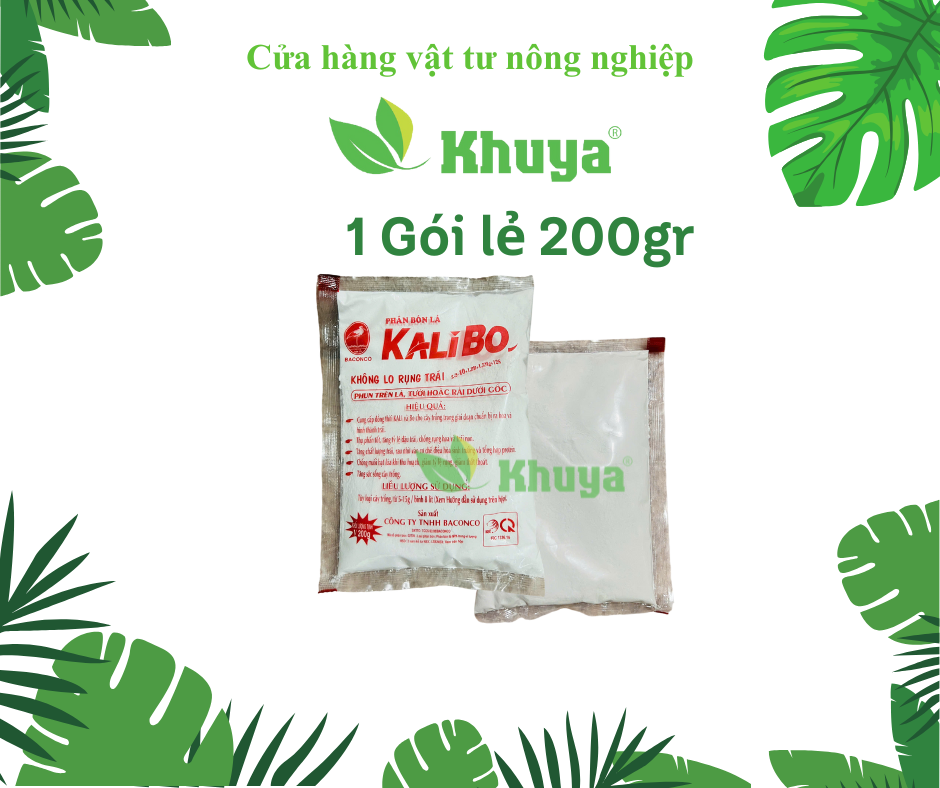 1 gói lẻ 200gr Phân bón lá Kali Bo hiệu BACONCO Không Lo Rụng Trái