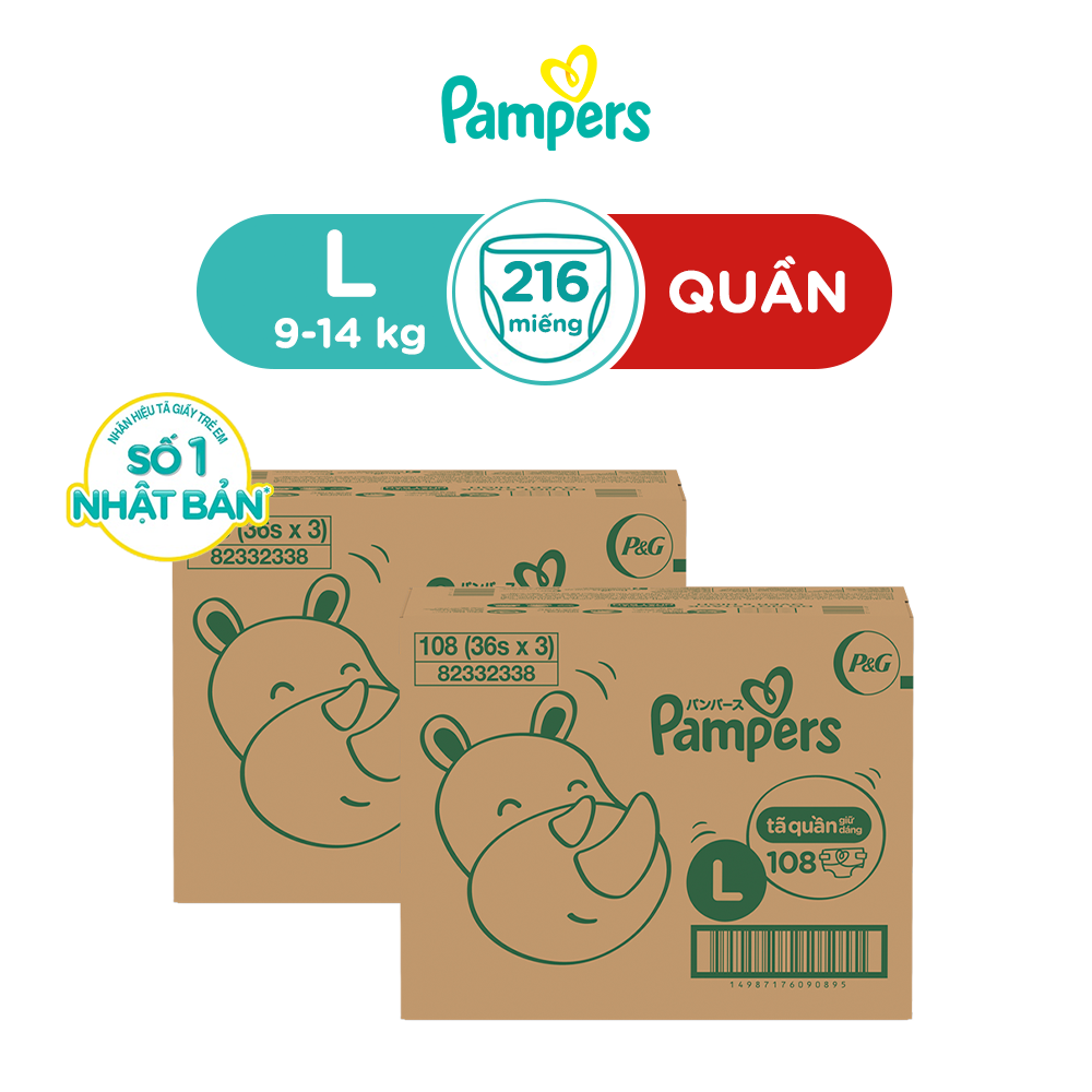 Combo 2 Thùng Ultra Box 3 Gói Tã Quần PAMPERS Giữ Dáng L108/XL96/XXL84