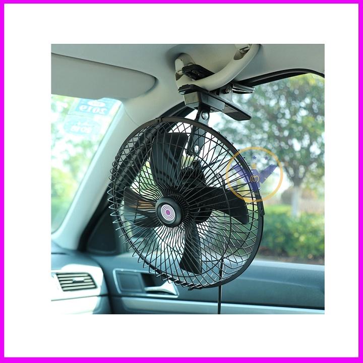 Quạt kẹp ô tô xoay 360 độ đảo chiều 8 inch 3 cánh - DC 12V-24V