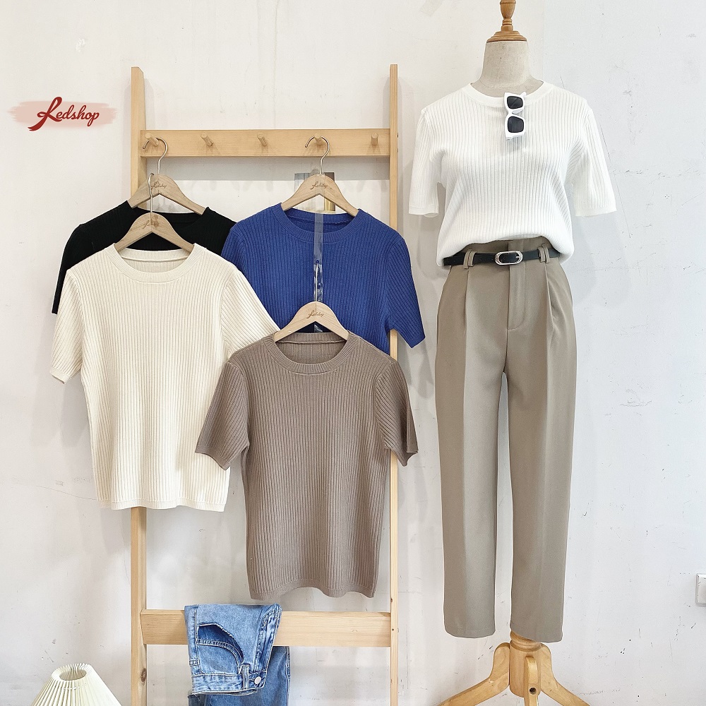 Áo len tăm basic đơn giản ngắn tay phong cách Hàn Quốc Red Shop 29949