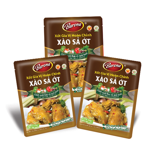 Combo 3 gói Xốt Gia vị hoàn chỉnh Barona - Xào Sả Ớt 80gr