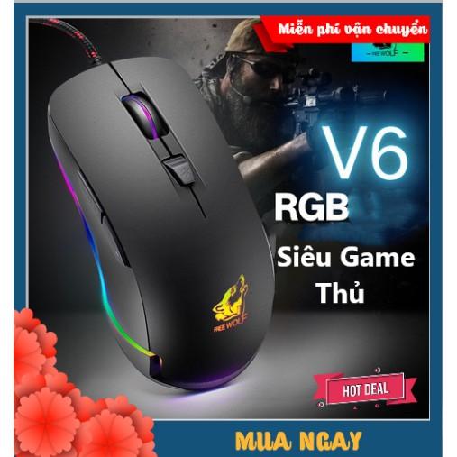 CHUỘT GAMING XSmart FREE WOLF V6 Premium LED RGB, Nhiều Chế Độ Led Khác Nhau, Chơi Mọi Tựa Game Trên Máy Tính, PC, Laptop - Hàng Chính Hãng