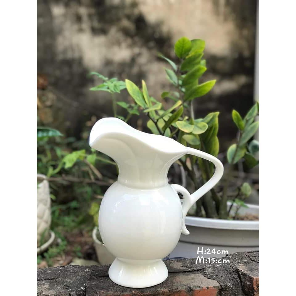 Lọ hoa Bát Tràng dáng bình sữa trơn