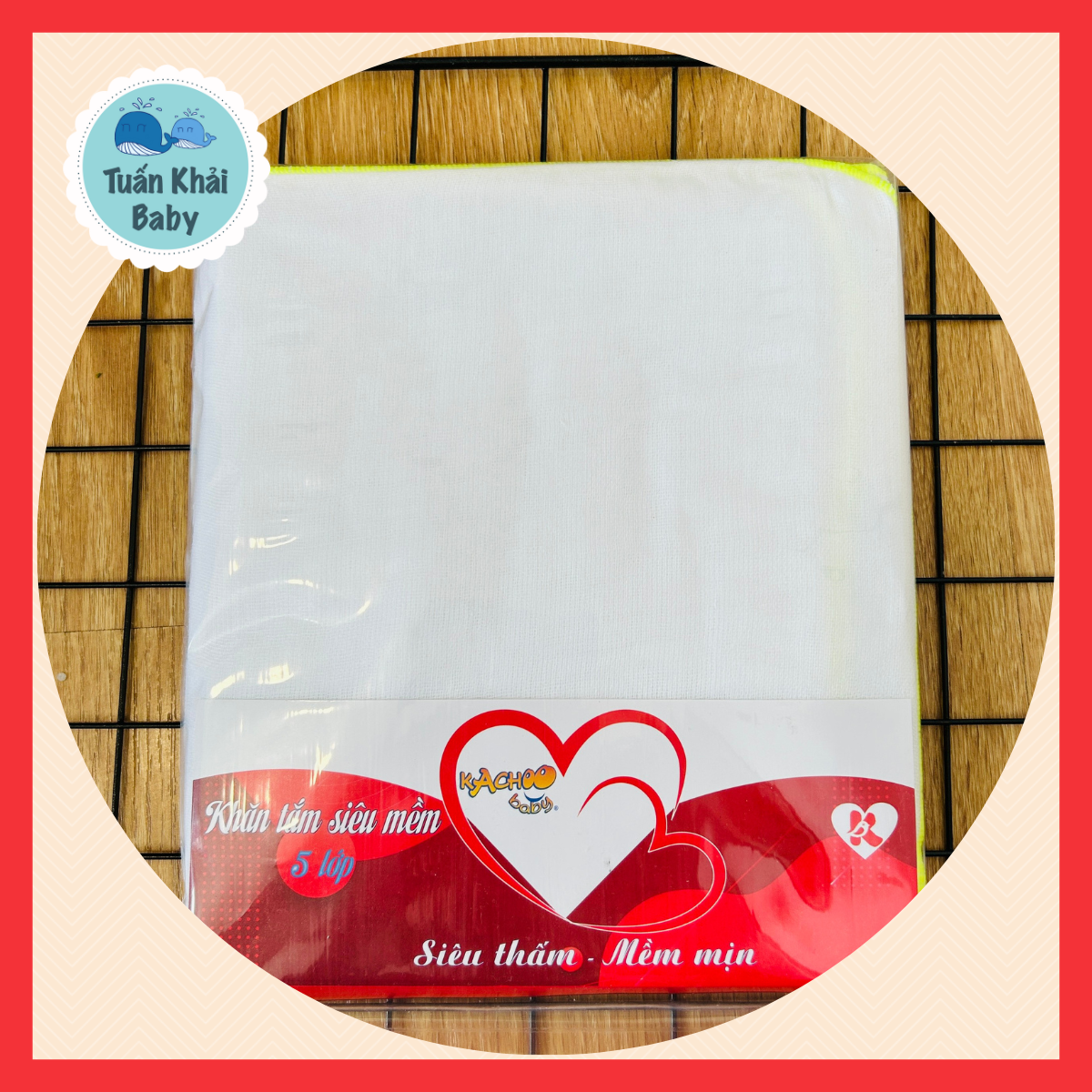 Túi 1 cái Khăn Tắm Gạc Xô 5 Lớp Sợi Dày Kachoo Baby - Chất vải Gạc Xô 5 Lớp Dày Dặn -  Kích thước 75x84 cm